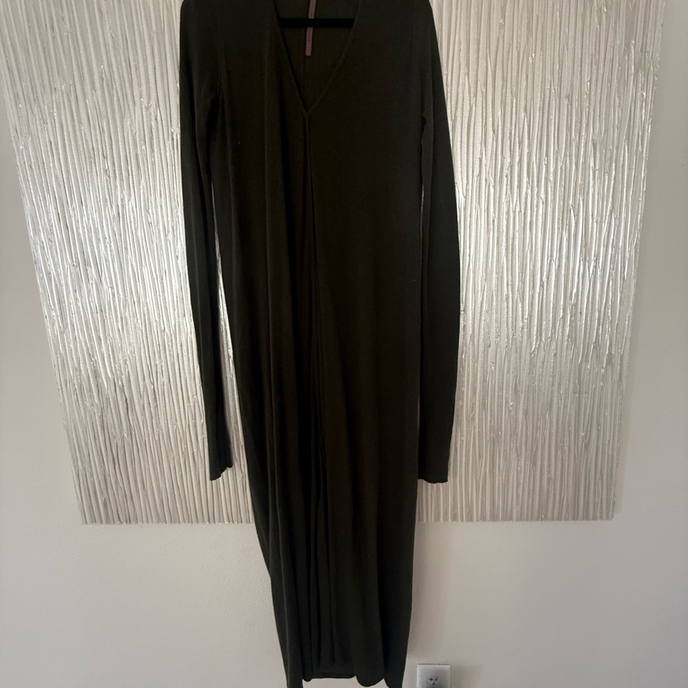 Rick Owen’s Olive GreenV-Neck Women's Dress